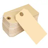 SAVITA 120 Stück Manila Tags, Vintage Hangtags Blank Kraftpapier Etiketten Tags Manila Hang Tags mit Elastischer Schnur für Kleidung, Weinflaschen, Transport