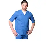 fratelliditalia.org Krankenhausanzug aus Baumwolle, Kasack und Hose mit V-Ausschnitt, Unisex, hellblau, M