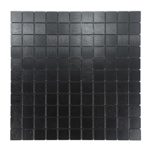 Selbstklebende Fliesen Mosaik Fliesen, Küche Selbstklebend Fliesenaufkleber Metall Mosaik Klebefliesen (6 Matten, Schwarz)