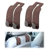 2 Stück Auto Kopfstützen Haken Leder Kopfstützenhaken für Auto Auto Lagerung Haken Auto Kleiderbügel Universal Auto Haken Aufbewahrungshaken für Autositz Taschenhalter Auto Taschenhaken (Braun)