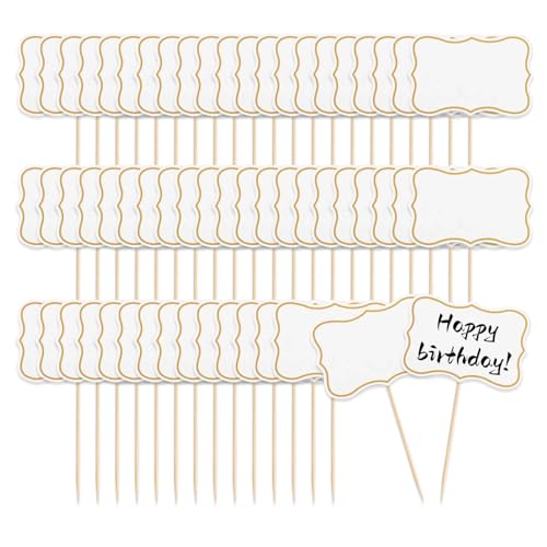 56 Stück Fähnchen Zum Beschriften,Buffet Schilder,Käse Marker,Kennzeichnung Fähnchen,Kuchen Lebensmittel Dekoration Message Board,für Party Kuchen Lebensmittel Dekoration,Dekoration Cupcake (Weiß)