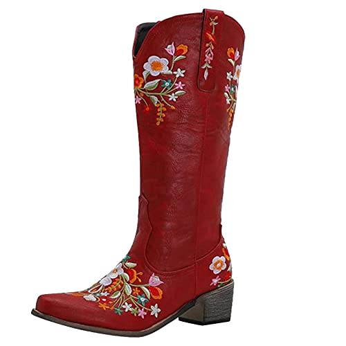 stiefeletten damen leder stiefeletten damen mit absatz sommer reitstiefeletten damen leder 41 springerstiefel herren sandalen herren 2023 stiefeletten damen badeschuhe 37 mädchen f-Rot 32.99