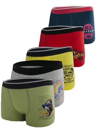 MOR Boxershorts & Unterhosen für Jungen von 2 bis 15 Jahren (5er Pack) - Baumwolle Kinder Unterwäsche Set für Jungs - Jungen Unterhose (DE/NL/SE/PL, Numerisch, 146, 152, Regular, Rot)