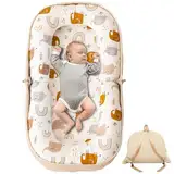GloTika Babyliege, faltbares Babynestkissen mit weicher Memory-Schaum-Matte, Bezug mit bezauberndem Muster, verwandelt sich in Rucksack für einfache Reisen, 0-12 Monate, Braun