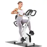 Dskeuzeew Hometrainer Fahrrad Klappbar Ergometer Heimtrainer für Zuhause LCD Display Platzsparendes Heimtrainer mit Integriertes Widerstandsband Belastbarkeit 150KG