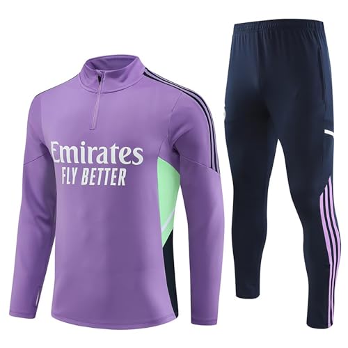 R.Madrid Trainingsanzug， Anzug,Jogginganzug,Trainingsanzug Herren Fussballverein,Football Club Kits，Jersey Jungen Long Sleeve Football Tracksuit(C,14)