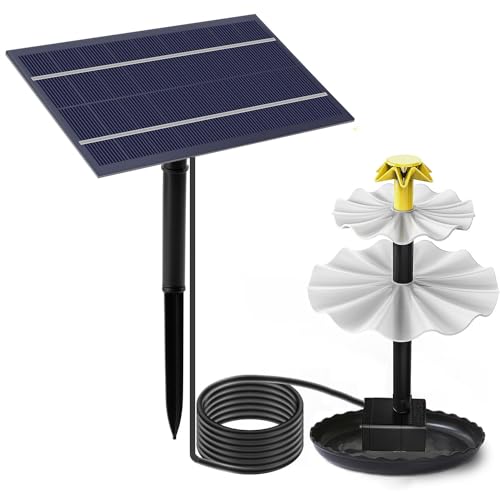 Solarbrunnen für Draussen, 4W DIY Solar DREI Schicht Teichpumpe, Monokristalline Solar Panel Brunnen, Solar Springbrunnen für Außen, für Gartenteich Springbrunnen Vogel-Bad Fisch Behälter