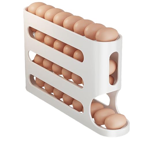 Automatischer Ei -Rollspender -4 -Tier -Tilted -Design -Eierlager für den Kühlschrank | Raumsparende Eierwilderer-Tablett, multifunktionale Aufbewahrungsboxen für Restaurants