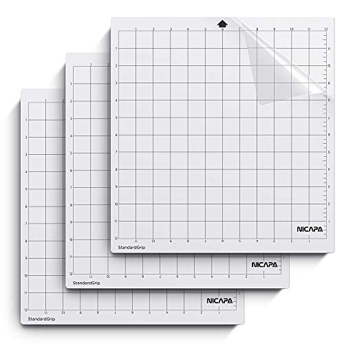 NICAPA Schneidematte für Silhouette Cameo 4/3/2/1 [Standardgriff, 12x12 Zoll, 3er-Pack] Haftende und rutschfeste Flexible gerasterte Schneidematten Ersatzmatten Zubehörset Vinyl Craft Sewing