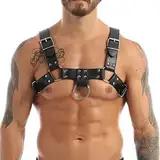 NEEMOSI Brustgurt Herren Leder Brust Harness Punk Männer Brust Geschirr Punk Gothic Fetisch Bandage Kostüme Brustgeschirr Gay Reizvolle Bondage SM Fesseln Cosplay Party Kostüme Sexy Sklave Clubwear