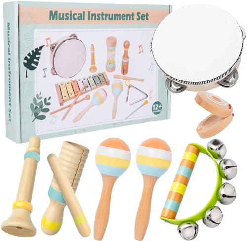 Kleinkind-Musikinstrumente, Montessori-Musikinstrumente für Babys, Percussion-Instrumente für 1-Jährige Jungen und Mädchen, Geburtstagsgeschenk für Kinder von 1-3 Jahren (7 in 1)
