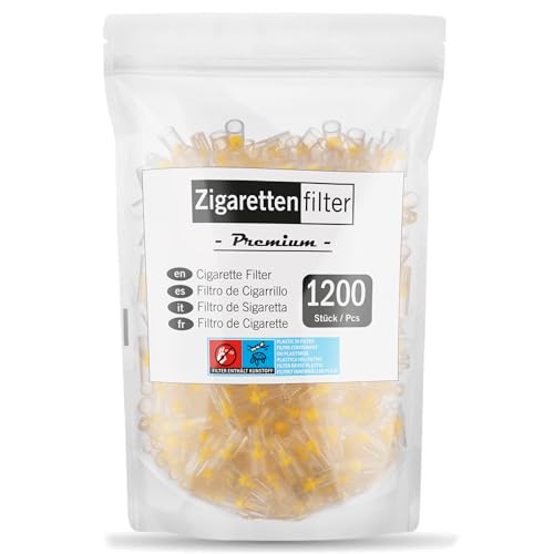 THOMETZKI Premium Zigarettenfilter - 1200er Pack, Hochwertige Anti-Teer Aufsätze, Nikotinstopp, Universal 7.5-8mm Kompatible Kunststoff-Spitzen, Effiziente Filterung, BPA Frei