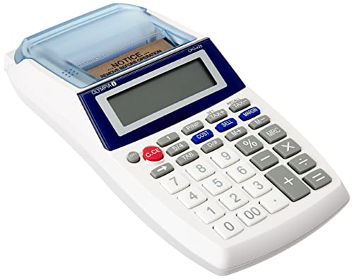 Olympia CPD 425 Druckender Tischrechner mit Papierrolle | 12-stelliges Display | Rechenmaschine mit Papierrolle | Bondrucker & Quittung | Taschenrechner mit Papierrolle | inkl. Batterien | weiß