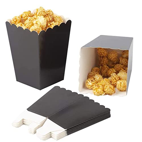 CC wonderland zone 24 Stück Popcorn Tüten Schwarzer,Popcorn Boxen Klein,Mini Popcorn Behälter,Popcorn Kästen aus Papier für Partys