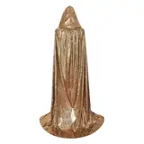 SUPTTING Umhang mit Kapuze Metallic Glanz Bodenlang Verkleidung Fasching Karneval Mittelalter Vampir Mantel Halloween Kostüm Zauberer Cape Rollenspiel Festlich Glänzend Theaterkostüm