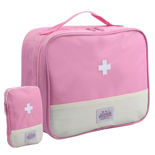 Focenat 2 Stück Medikament Tasche, Reiseapotheke Tasche Leer, Erste Hilfe Tasche, Medizin Aufbewahrungstasche, Medikamententasche Rosa, Medizintasche Wasserdicht für Zuhause, Büro, Outdoor, Reisen