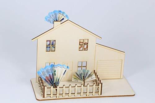 Geldgeschenk für Haus, Wohnung, Einzug, steckbar, aus Sperrholz