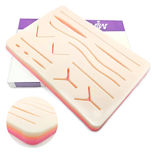 Suture practice pad Suture Übungsbrett Silikon Nahtpads 3 Schichten mit vorgeschnittenen Wunden für Medizinstudenten Tierärzte Krankenschwestern Silikon-Nahtpolster Silikon-Nähkissen