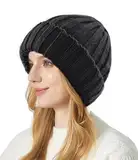 FORVEVO Mütze Damen Winter, Thermo Wintermütze mit Fleece Futter, Warme Beanie Damen, Klassische Strickmütze für Kaltes Wetter(schwarz)