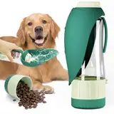 Blanlody Trinkflasche Hunde für Unterwegs, Auslaufsicher Übergröße 600ml Wasserflasche + 190ml Futterspender für Hund und Katze Unterwegs, Reisen und Geburtstag