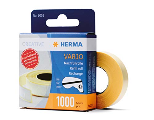 HERMA 1051 Kleberoller Nachfüllkassette doppelseitig permanent, 12 x 13 mm, selbstklebende Klebetapes Nachfüllrolle für Klebebandroller, Refill für Fotos, Basteln, Schule & Büro