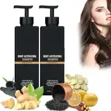 2PCS Root Activator Shampoo, Hair Loss Shampoo, Hair Thickening ShampooUnisex Root Activator Shampoo, Natural Hair Regrowth Shampoos for Men Women