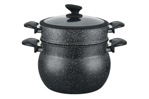 Generisch Couscous Topf schwarz Granit Couscoussiere Kuskus Dampfgarer Kochtopf Induktion 6 Liter