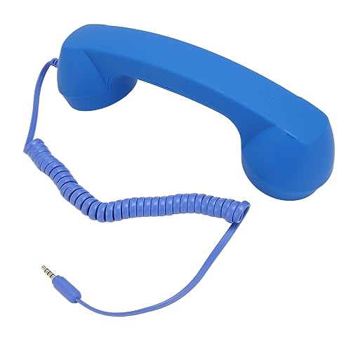 Retro-Telefonhörer, Professioneller Strahlungssicherer Kabelgebundener 3,5-mm-Handy-Telefonhörer, One-Touch-Antworttaste, für Smartphones und Computer (Blau)