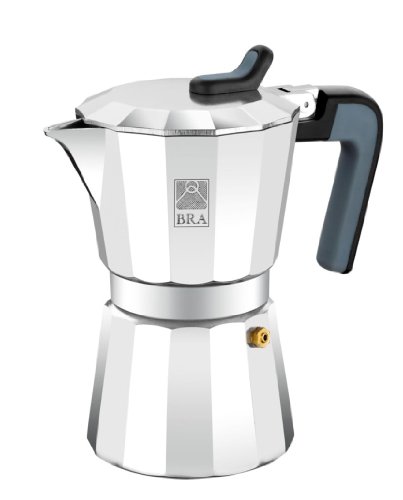 BRA Deluxe | Kaffeemaschine, Fassungsvermögen 6 Tassen, Aluminium, Schwarz, Edelstahl