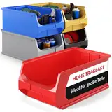 aidB Sichtlagerbox 500x300x200mm – Sortierboxen für Kleinteile – Lagerboxen für Werkstatt & Gewerbe – Kleinteilmagazin mit offener Front – Sortimentskasten für Schütten & Regalsysteme - Gr. 5.0 - Rot