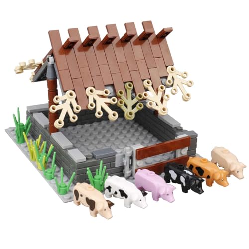 KoDeer Custom Minifiguren Set, MOC Schweinestall Bausatz, Custom Bauernhof-Szenerie Klemmbausteine Set
