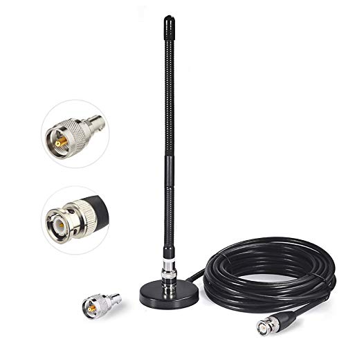 Bingfu CB Antenne 27-MHz CB-Radioantenne Soft Whip-Magnetfuß BNC PL259-Anschluss CB-Antenne Kompatibel mit Cobra Midland Uniden Maxon President Tragbarer CB-Radio-Mobilfunk-Scanner