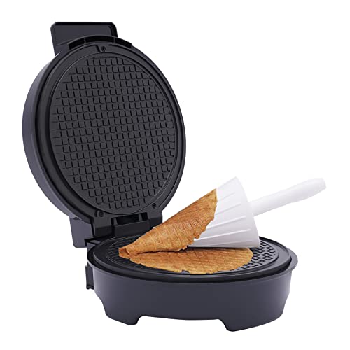Elektrische Eistütenmaschine, Kommerzielle Waffeltütenmaschine, Backfläche Ø 20 cm, Antihaftbeschichtet, Mit Temperatur und Zeitregelung, zur Herstellung von Eistüten Eiertüten Waffeltüten