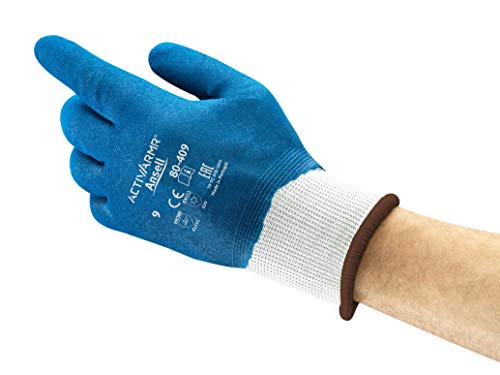 Ansell PowerFlex 80-409 Spezialzweck-Handschuhe, Mechanikschutz, Blau, Größe 8 (6 Paar pro Beutel)