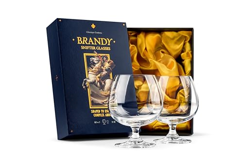 GLASSIQUE CADEAU Große 620 ml Brandy, Cognac und Armagnac Gläser | 2er Set | Kristall Spülmaschinenfest Cognacschwenker mit Kurzem Stiel | Cognacgläser Geschenkset