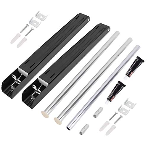 Kleidungsbügel Retractable Klappständer Platz sparende Wand für Balkon Schlafzimmer Badezimmer Büroflächen Aluminium Silber schwarz 120 cm (Schwarz)