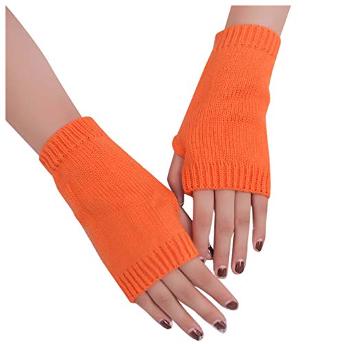 Fingerlose Handschuhe Frauen weich Winter warm halten Handschuh auf der Miete Kostüme (Orange, One Size)