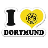 Borussia Dortmund BVB-Aufkleber I Love Dortmund, schwarz/Gelb, one Size