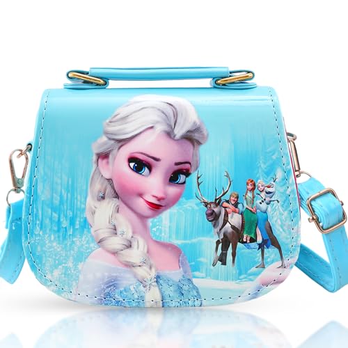 Chukua Kinderhandtasche Elsa - Tasche Eiskönigin Umhängetasche Kinder Mädchen Prinzessin Handtasche Kindertasche Schultertasche mit Verstellbarem Gurt zum Ausgehen oder Reisen, Geschenke Mädchen Girls