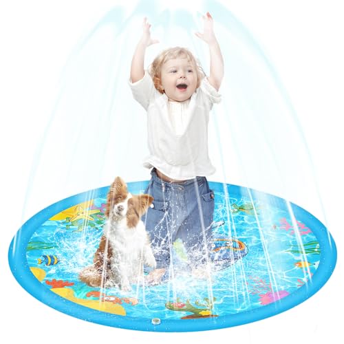 YANGUN Splash Pad 170 cm Wassersprinkler Matte Kinder, Sprinkler Wasser-Spielmatte, Sprinkler Wasserspielmatte, Sprinkler Pool Kinder Wassersprenkler Garten Sommer Wasserspielzeug für Kinder Haustier