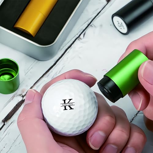 Drawelry Golfball Stempel Personalisierte mit Name Muster Monogramm Gravur Stempeln Einfache Markierer Selbstfärbend Golf Ball Marker Zubehör Siegel Geschenke für Freund Papa Ehemann Großvater (A6)