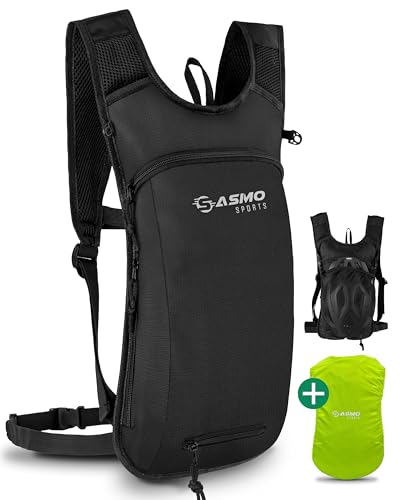 SASMO® Fahrradrucksack klein mit Thermofach & Helmnetz | MTB Rucksack - Ultraleicht 350g / 6L | Fahrrad rucksack - inkl. Regenschutz | Fahrradrucksack Herren & Damen (Schwarz)