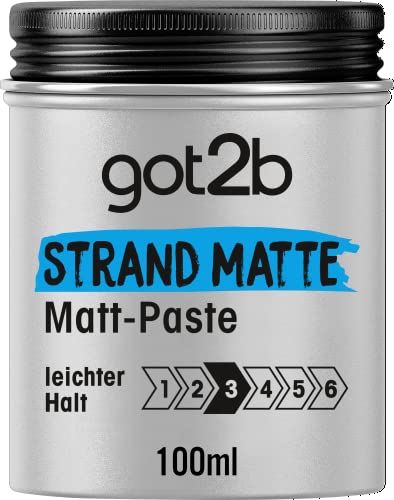 got2b Strand Matte Matt-Paste (100 ml), Styling Paste für matte Surfer Looks, zum Strubbeln, Texturieren oder Zähmen ohne Verkleben, leichter Halt