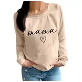 boseucn Damen Stillpullover mit Reißverschluss, Damen Stillshirt Mama's Brief Drucken Pullover Stillen Rundhals Langarm Stillfreundliches Umstandsmode Bequem Nursing Top Schwangerschaft Stilltops