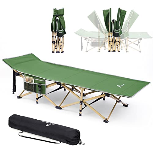 Sportneer Campingbett mit Transporttasche für Erwachsene, extra groß, faltbar, Klappbett, Campingbett, Campingbett für Outdoor, Garten, Indoor, 204 kg, Grün