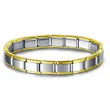 Quiges - 9mm Italian Style Modul Armband Edelstahl Gold Glimmend Komplett für Italienische Charm Module