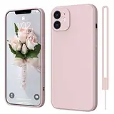 iPhone 12 Hülle Silikon Case, ElestBela Hanyhülle iPhone 12 Ultra Dünn Slim mit Microfiber, Kratzfeste Rundumschutz Case Schutzhülle Hülle für iPhone 12 6.1'' Rosa