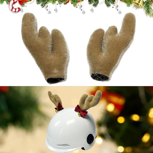 Motorradhelm Dekoration, Helm Dekoration, Motorrad Helm Hörner, Plüsch Hirsch Hörner Helm Zubehör, Geeignet für Die Meisten Helmtypen, Einzigartige Weihnachtsaccessoires, 1 Paar, 12cm