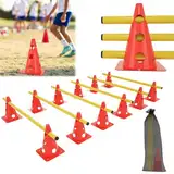 ACXIN 6er Sports Steckhürdenset 12 Kegel + 6 Stangen Agility Hürden Steckhürden Set, Koordinationstraining für Kinder Hunde Teamsport Fussball, Multifunktionskegel | Höhe: 32 cm | Stange: 100 cm