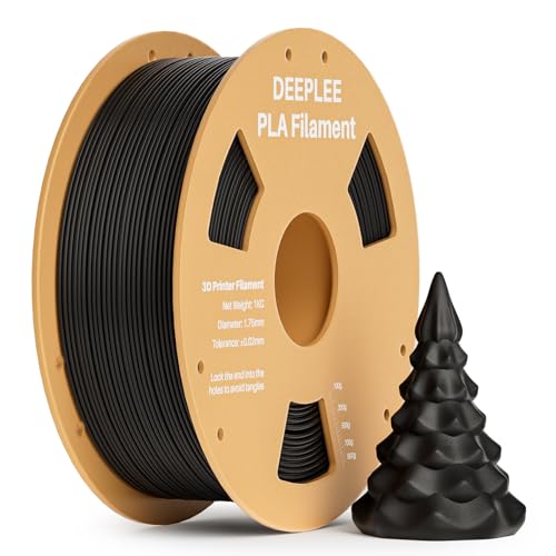 DEEPLEE PLA Filament 1.75mm, 3D Drucker Filament 1kg (2,2lbs), Maßgenauigkeit +/- 0,02 mm, Filament 3D-Druckmaterialien für FDM 3D Drucker, Schwarz